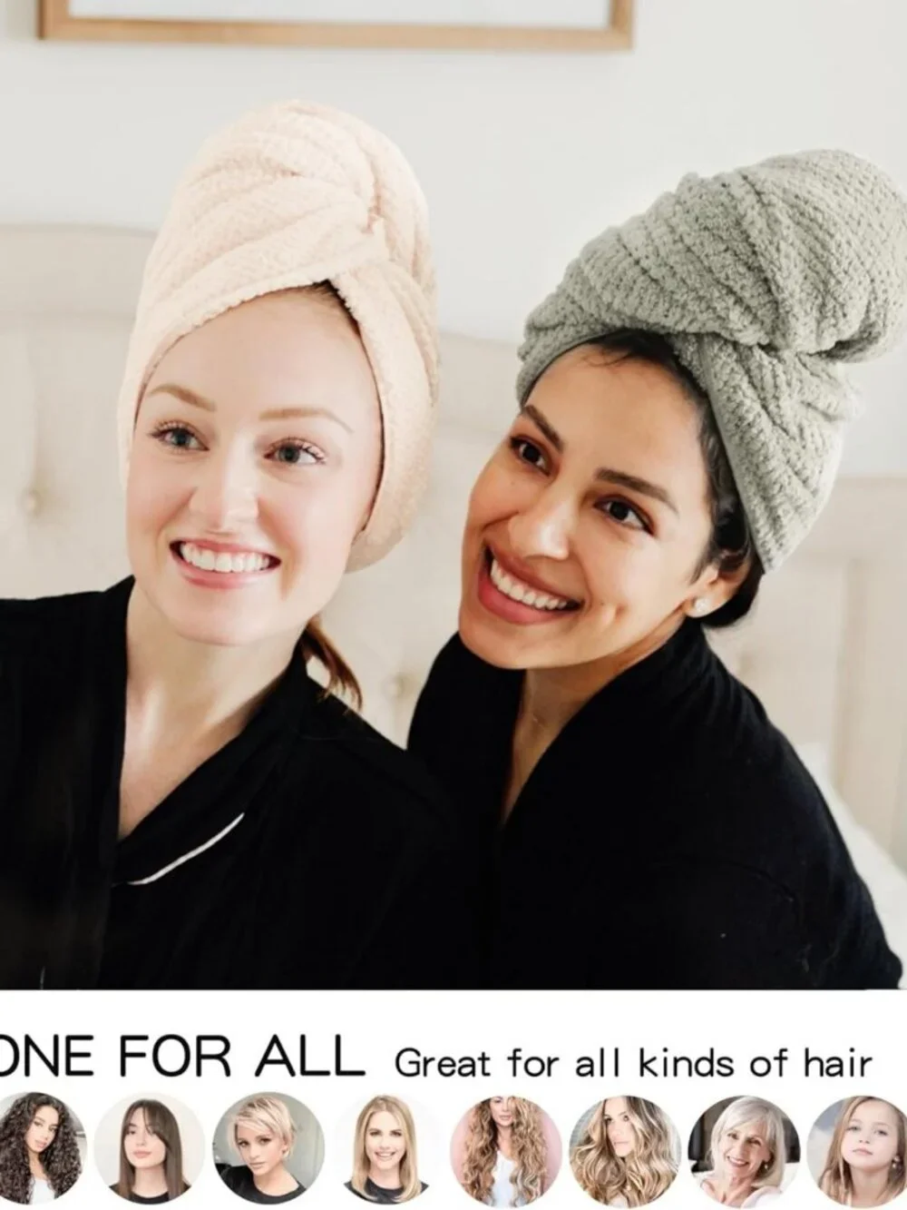 Super Absorbent Microfiber Hair Towels - Quick Drying Hair Wraps for Curly